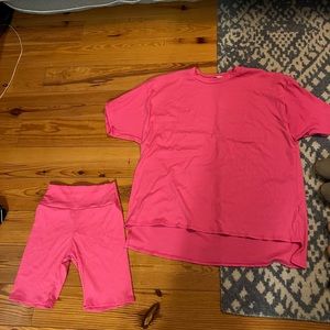 Pink jogger shirt and oversized tee set, shop Talulah
